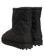 Dolce & Gabbana Black Quilted Effect Mid Calf Boots Shoes