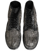 Dolce & Gabbana Black Leather Runway Studs Ankle Boots Shoes