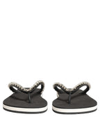Dolce & Gabbana Black Embellished Rubber Flip Flops Men Shoes