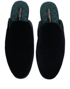 Dolce & Gabbana Dark Blue Suede Slides Flat Slipper Men Shoes