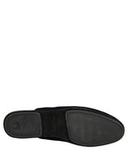 Dolce & Gabbana Dark Blue Suede Slides Flat Slipper Men Shoes