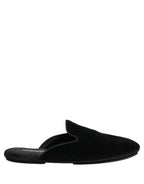Dolce & Gabbana Black Suede Slides Flat Slipper Men Shoes
