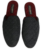 Dolce & Gabbana Black Floral Brocade Slides Slippers Shoes