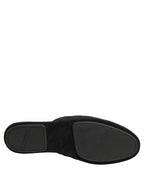 Dolce & Gabbana Black Floral Brocade Slides Slippers Shoes