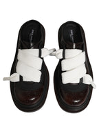 Dolce & Gabbana Brown Leather Slip On Flat Sandals Men Shoes