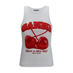Ganni White Cotton Tank Tops