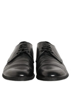 Dolce & Gabbana Black Leather Men Derby Dress Formal Shoes