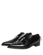 Dolce & Gabbana Black Leather Men Derby Dress Formal Shoes