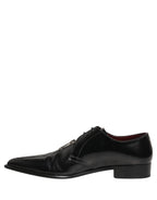 Dolce & Gabbana Black Leather Men Derby Dress Formal Shoes