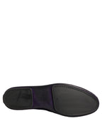 Dolce & Gabbana Purple Velvet Crown Embroidery Loafers Shoes
