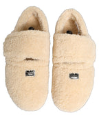 Dolce & Gabbana Beige Faux Fur Flats Men Slides Sandals Shoes