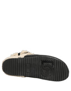 Dolce & Gabbana Beige Black Fur Shearling Slides Sandals Shoes
