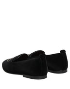 Dolce & Gabbana Black Crown Embellished Dress Loafers Shoes
