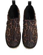 Dolce & Gabbana Brown Leopard Print Quilted Men Sneakers Shoes