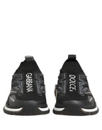 Dolce & Gabbana Black White Sorrento Slip-On Logo Sneakers Shoes