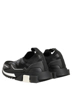 Dolce & Gabbana Black White Sorrento Slip-On Logo Sneakers Shoes
