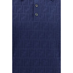 Fendi Blue Cotton Polo Shirt