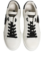 Dolce & Gabbana White Leather DG Logo Low Top Sneakers Shoes