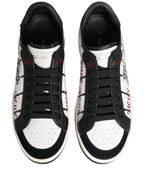 Dolce & Gabbana White Black DG Logo King Patch Low-Top Sneaker Shoes