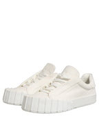 Dolce & Gabbana White Leather Low Top Lace Up Sneakers Shoes