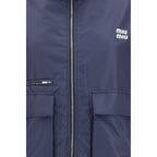 Miu Miu Blue Polyester Full-Length Jacket