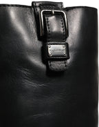 Dolce & Gabbana Black Leather Buckle Detail Mid Calf Boots Shoes