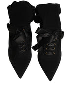 Dolce & Gabbana Black Stiletto Heels Mid Calf Boots Shoes