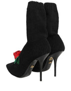 Dolce & Gabbana Black Stiletto Heels Mid Calf Boots Shoes
