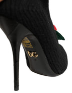 Dolce & Gabbana Black Stiletto Heels Mid Calf Boots Shoes