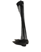 Dolce & Gabbana Black Over The Knee Tulle Flats Boots Shoes