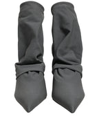 Dolce & Gabbana Gray Stretch Socks Heels Ankle Boots Shoes