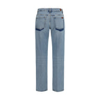 7FOR Blue Cotton Straight-Leg Jeans