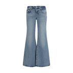 7FOR Blue Cotton Flared Jeans