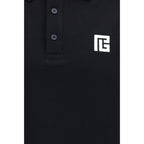 Balmain Black Cotton Polo Shirt