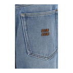 Miu Miu Blue Polyester Relaxed Fit Jeans