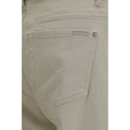 7FOR Beige Cotton Straight-Leg Jeans