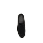 The Row Black Suede Leather Slip-On Loafers
