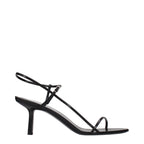 The Row Black Leather Stiletto Heel Sandals