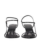 The Row Black Leather Stiletto Heel Sandals