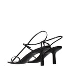 The Row Black Leather Stiletto Heel Sandals
