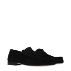 The Row Black Leather Slip-On Loafers