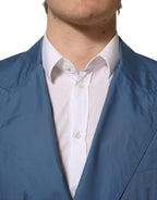 Dolce & Gabbana Blue Cotton Double Breasted Men Coat Blazer