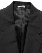Dolce & Gabbana Dark Gray Stripes Wool Single Breasted Blazer