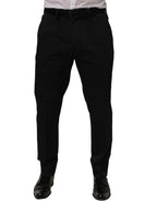 Dolce & Gabbana Black Cotton Tapered Leg Dress Trouser Pants