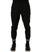 Dolce & Gabbana Black Cotton Mid Waist Jogger Sweatpants Pants