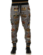 Dolce & Gabbana Multicolor Houndstooth Crown Men Sweatpants Pants