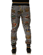 Dolce & Gabbana Multicolor Houndstooth Crown Men Sweatpants Pants