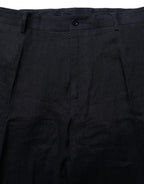 Dolce & Gabbana Black Linen Straight Leg Dress Trouser Pants