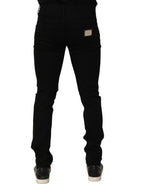 Dolce & Gabbana Black Embellished Cotton Skinny Denim Jeans