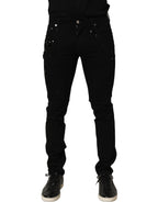 Dolce & Gabbana Black Embellished Cotton Skinny Denim Jeans